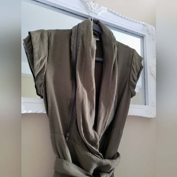 Diesel wrap dress sz Small khaki army green casual short mini cute utility style - Picture 4 of 11